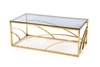 Obdélníkový konferenční stolek Taman skleněný zlatý moderní glamour do obýváku 120x60 cm