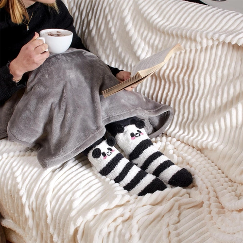 Plyšové ponožky Panda černé