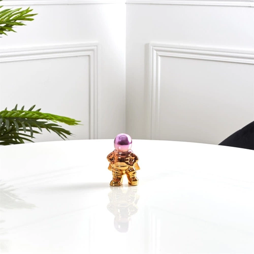 Dekorativní keramická figurka růžový astronaut do obýváku moderní 10 cm Intesi