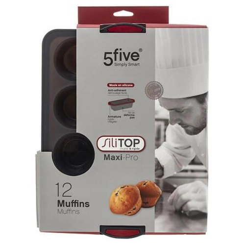 Silikonová forma na muffiny 12 ks šedá na pečení 5five simply smart snadné čištění