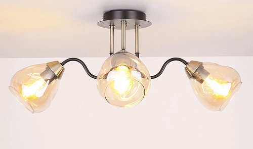 Stropní svítidlo Unica černo-zlaté skleněné 3bodové do obýváku a jídelny