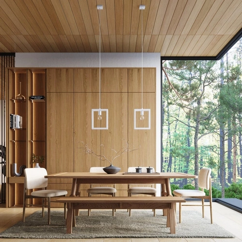 Závěsné svítidlo ARIES bílé skandinávský styl do obýváku a jídelny s nastavitelnou výškou