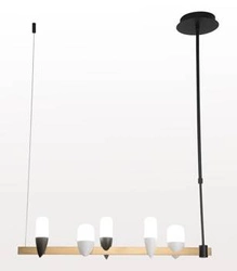 Moderní LED lustr Sakai černozlatý 5ramenný do obýváku a jídelny Ledea