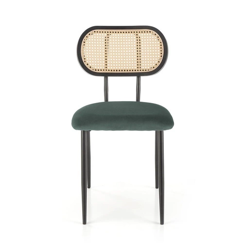 Čalouněná velurová židle Sophie zelená do jídelny a obýváku moderní na černých nohách