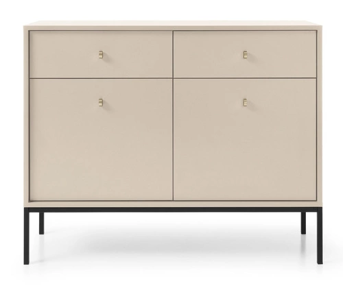 Bežová moderní komoda Evora se zásuvkami na vysokých nožkách do obýváku Intesi 104 cm
