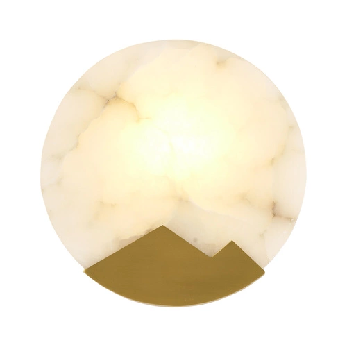 Nástěnné svítidlo MARMO bílý mramor a zlatá mosaz 20 cm moderní do obývacího pokoje