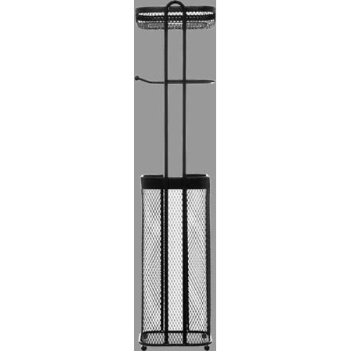 Černý stojan na toaletní papír Mayaj 5five kovový moderní s poličkou do koupelny 73 cm