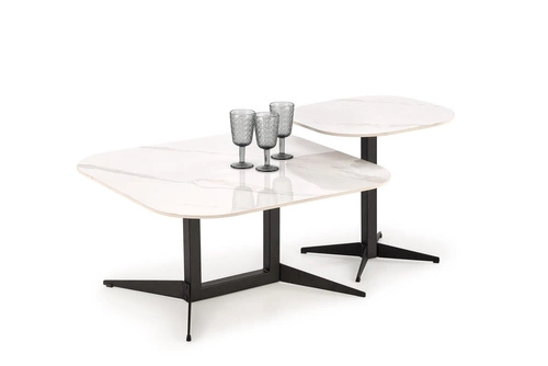 Velký čtvercový konferenční stolek Dalita bílý mramor moderní loftový do obývacího pokoje Intesi
