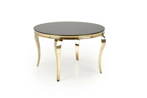 Kulatý skleněný stůl Munya černý a zlatý 120 cm moderní glamour do jídelny Intesi