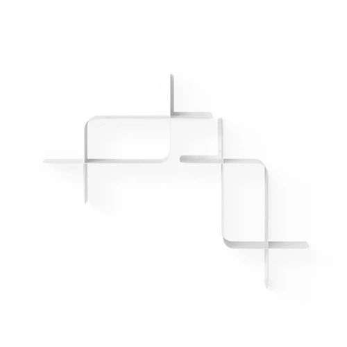 Sada 2 bílých nástěnných polic Montage Umbra moderních do obýváku na knihy