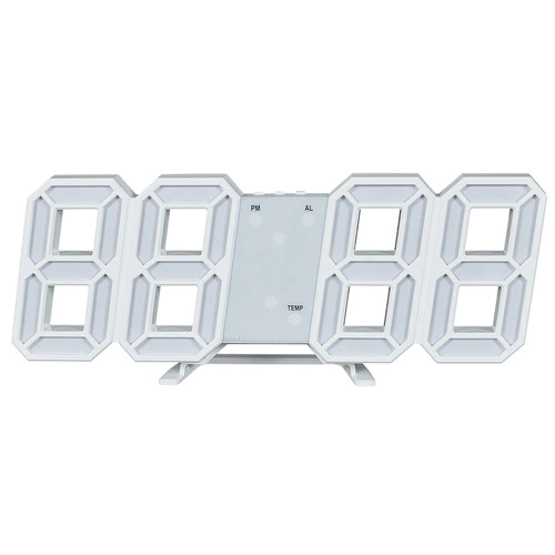 Moderní digitální LED budík Intesi bílý na noční stolek do ložnice