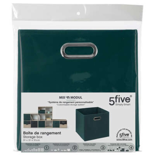 Látkový úložný box do regálu 31x31 s kovovým úchytem 5five simply smart modrozelený