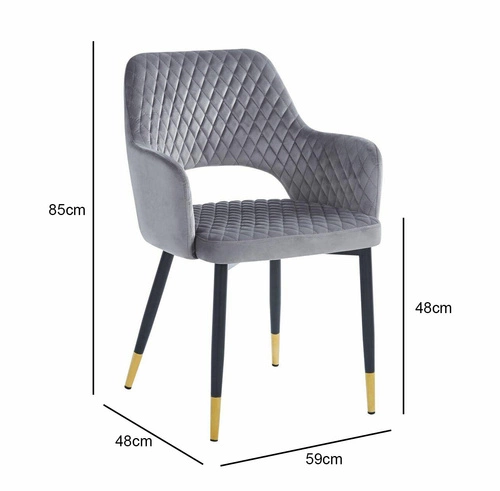 Jídelní židle Olivia Intesi čalouněná samet šedá s područkami glamour