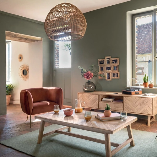 Rustikální dřevěný TV stolek Aeris Atmosphera 180 cm s rybí kostí do obýváku