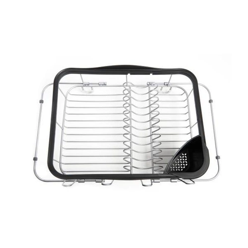 Odkapávač na nádobí Umbra Sinkin černý kovový na pracovní desku nebo do dřezu s přihrádkou na příbory