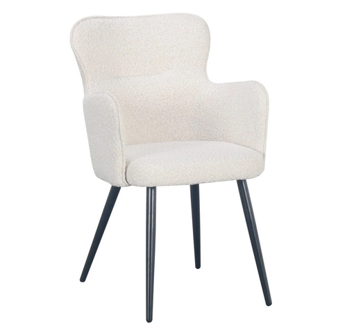 Jídelní židle Cherson Intesi čalouněná látkou teddy bear bílá s područkami moderní