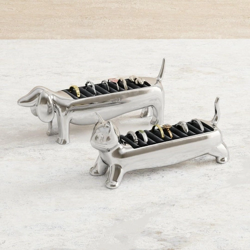 Umbra Ali Cat chromovaný organizér na prsteny sametový stojánek na šperky