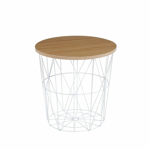 Kulatý konferenční stolek Salvatore 42 cm skandinávský dřevěný bílý do obýváku Intesi