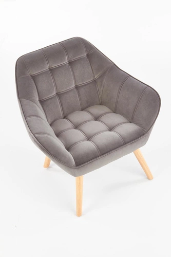 Sametové šedé křeslo Kalmen