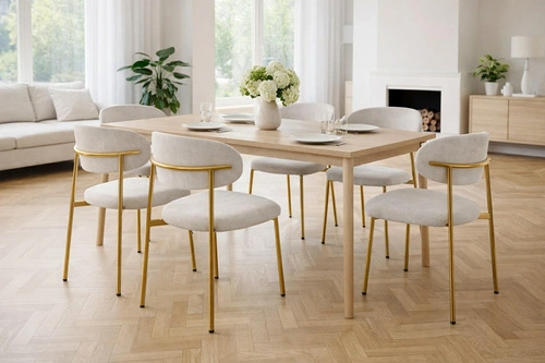 Židle Nola béžová sametová na zlatých nohách do jídelny a obýváku
