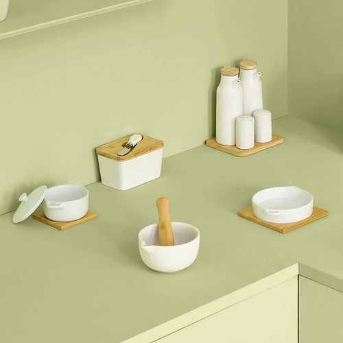 Sada 4 dóz na koření Seramik na bambusovém stojanu