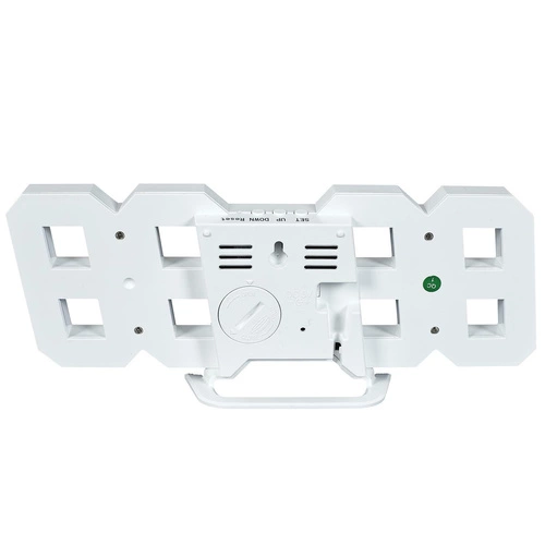 Moderní digitální LED budík Intesi bílý na noční stolek do ložnice