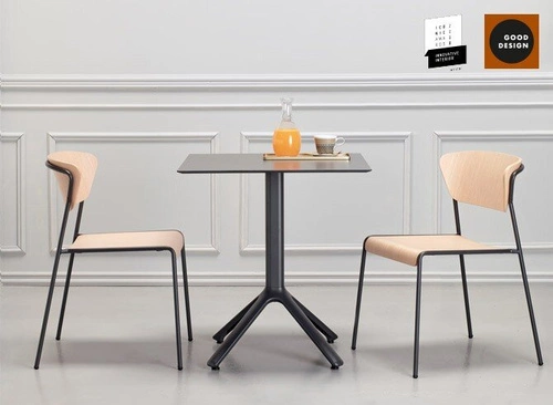 Jídelní židle Lisa SCAB Design černá, kovová s bukovým sedákem loft industriální