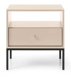 Noční stolek béžový 54 cm se zásuvkou na vysokých nohách Evora Intesi moderní styl