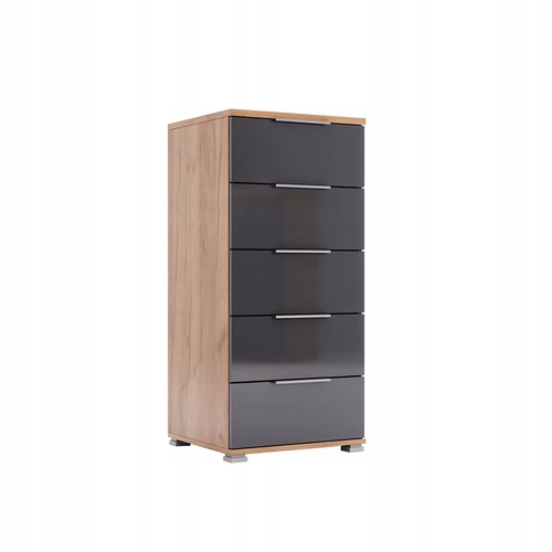 Komoda Lana 5 zásuvek dub craft a šedá moderní komoda do obýváku a ložnice