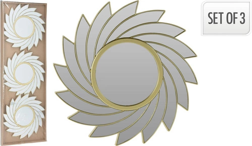 Sada 3 dekoračních kulatých zrcadel Rowley ve zlatém rámu na stěnu do předsíně