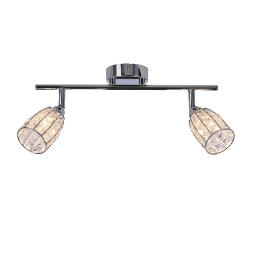 Stropní svítidlo Shiba chromované nastavitelné skleněné do obýváku a kuchyně 2bodové