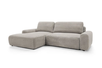 Rohová rozkládací pohovka levá Domle hnědý manšestr moderní do obýváku Intesi