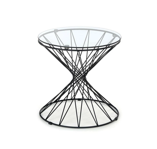 Konferenční stolek Susa kulatý skleněný černý moderní loft do obýváku 50 cm Intesi