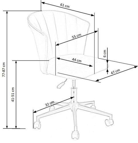 Růžová sametová otočná kancelářská židle Cossio ve stylu glamour k psacímu stolu i do studentského pokoje