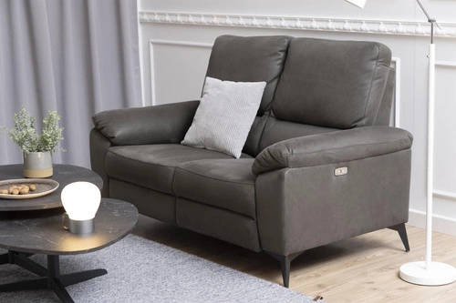 Moderní šedá dvoumístná pohovka s nastavitelným opěradlem do obývacího pokoje Actona