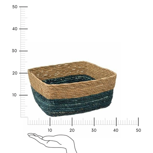 Dekorační koš boho 5five simply smart čtvercový nízký přírodní mořský 31x31 cm