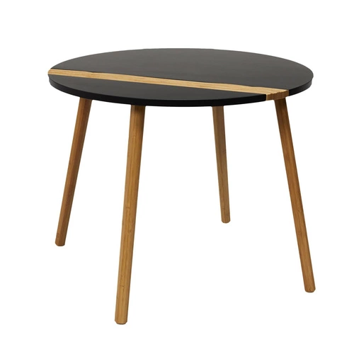 Sada 2 kulatých konferenčních stolků Paraiba černý bambus skandinávský do obýváku 2v1