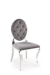 Čalouněná sametová židle Royale šedá glamour do jídelny se stříbrnými nohami Intesi