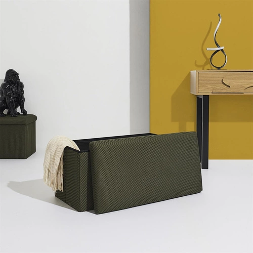 Obdélníková taburetka s úložným prostorem Velse Atom Intesi moderní skládací do předsíně khaki 76 cm