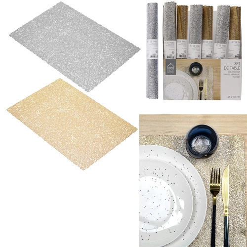 Stříbrná moderní prostírka Intesi 30x45 cm do kuchyně a jídelny