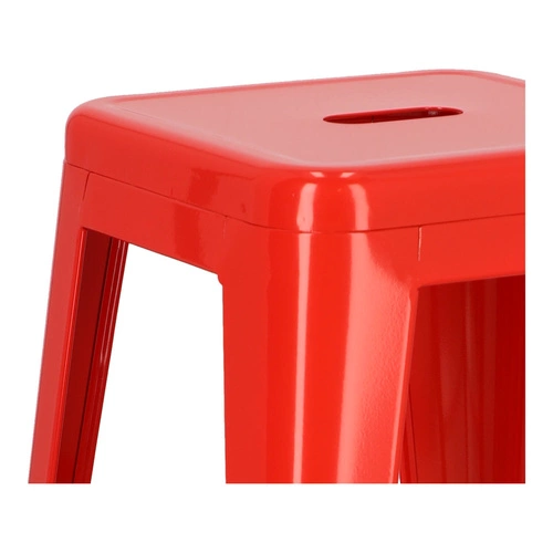 Barová stolička Paris 66 cm červená kovová industriální bez opěradla k kuchyňskému ostrůvku inspirovaná Tolix