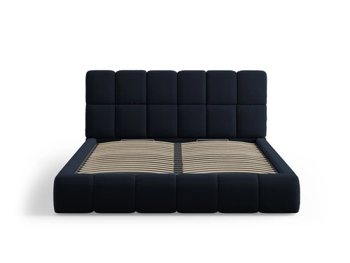 Čalouněná postel Bellis tmavě modrá sametová 160x200 s úložným prostorem do ložnice