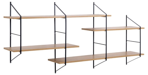 Závěsná knihovna Belfast 2 industriální nástěnná police divoký dub do obýváku Actona