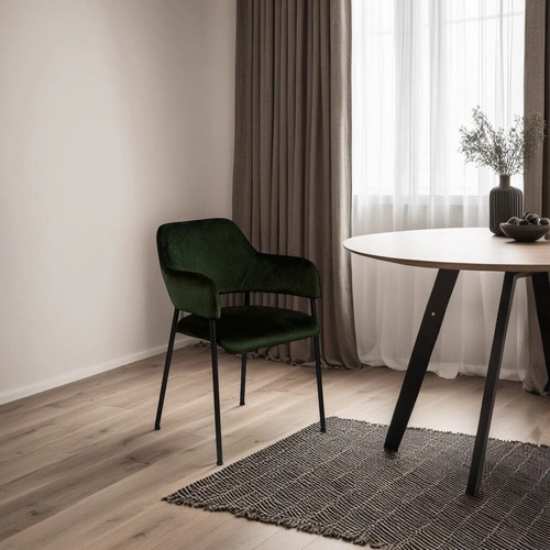 Jídelní židle Lima Actona zelená sametová s područkami snadno čistitelná