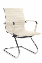 Kancelářská židle Skid Intesi čalouněná krémová ekokůže s područkami moderní