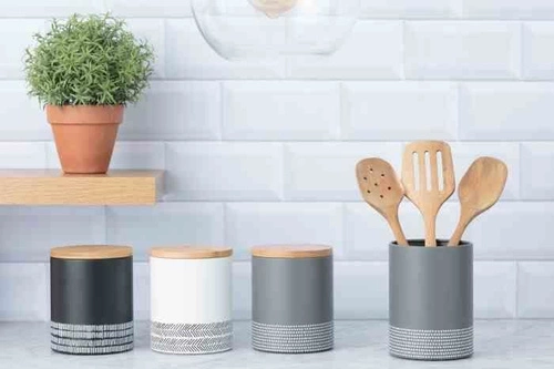 Typhoon TYP moderní kovový květináč na bylinky do kuchyně tmavě šedý 11 cm