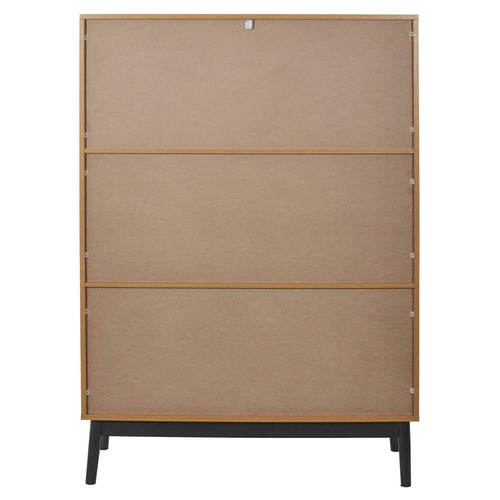 Skandinávská dřevěná knihovna s šuplíky Felix do obýváku a ložnice v přírodní barvě