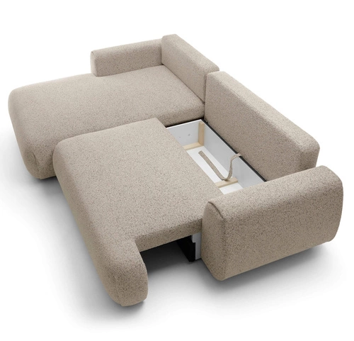 Moderní béžová rohová rozkládací pohovka do obýváku s úložným prostorem levá Ljung Intesi