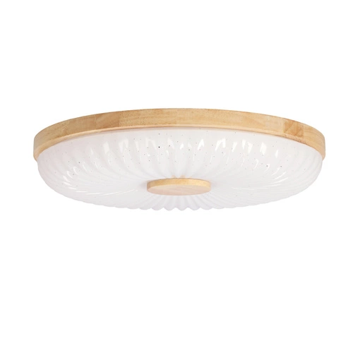 Stropní svítidlo Dřevěný koláč 24W LED 38cm bílá+dřevo 4000K