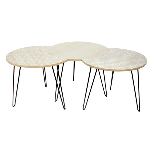 Sada 3 kulatých skandinávských dřevěných konferenčních stolků Intesi do obýváku 45x45 cm